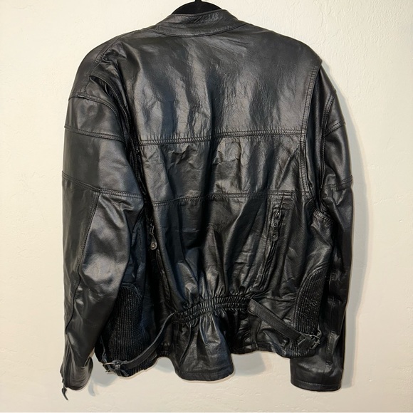 BARNEYS LEATHER. plus size motorcycle leather jacket w/ removable lining - Picture 2 of 10